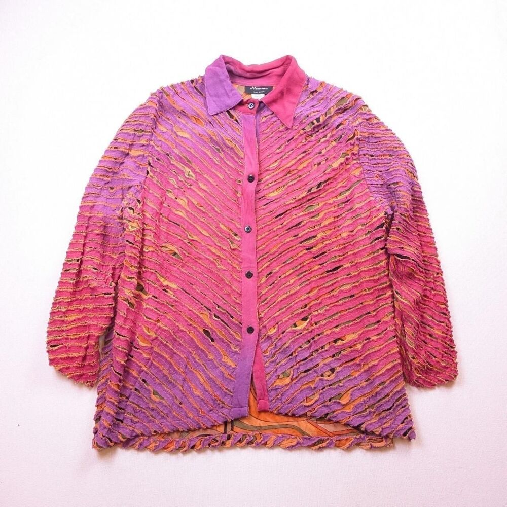 Vintage Rayon Abstract Button Up Shirt Dilemma Brand Dhun Shroff One Size
